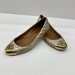Tory Burch Kaitlin Metallic Gold Flats